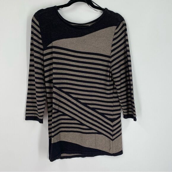 Dana Buchman Women’s Boat Neck Striped Long Sleeve Knit Tunic size L - Picture 1 of 3